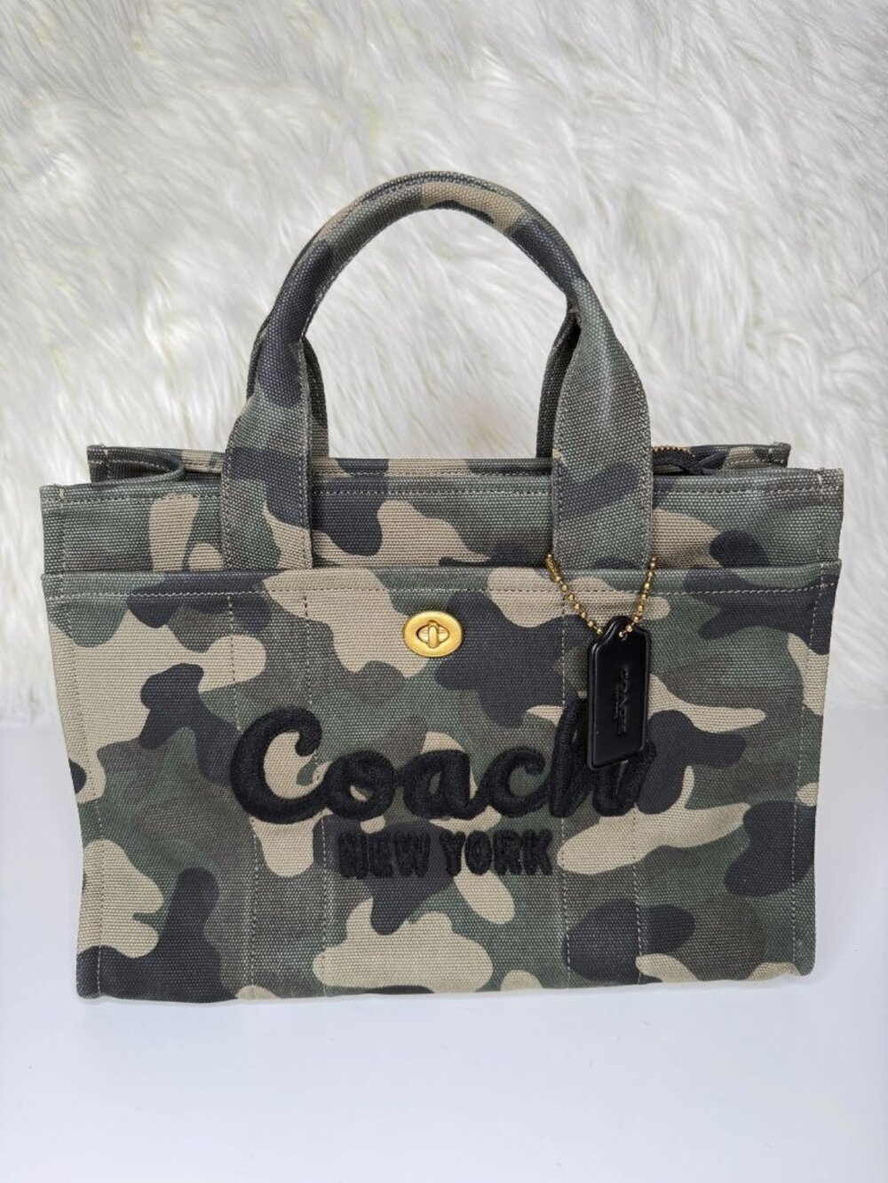 COACH Women’s Canvas Cargo Tote Bag with Camo Print - Picture 6 of 8